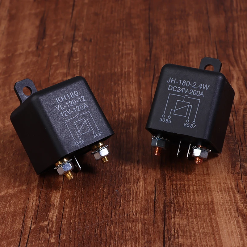 1pc Black Car Battery Separator Coupler Power Switches 4Pin Dual Battery Isolator Relay 120A 200A 12V 24V Battery Circuit Cutter