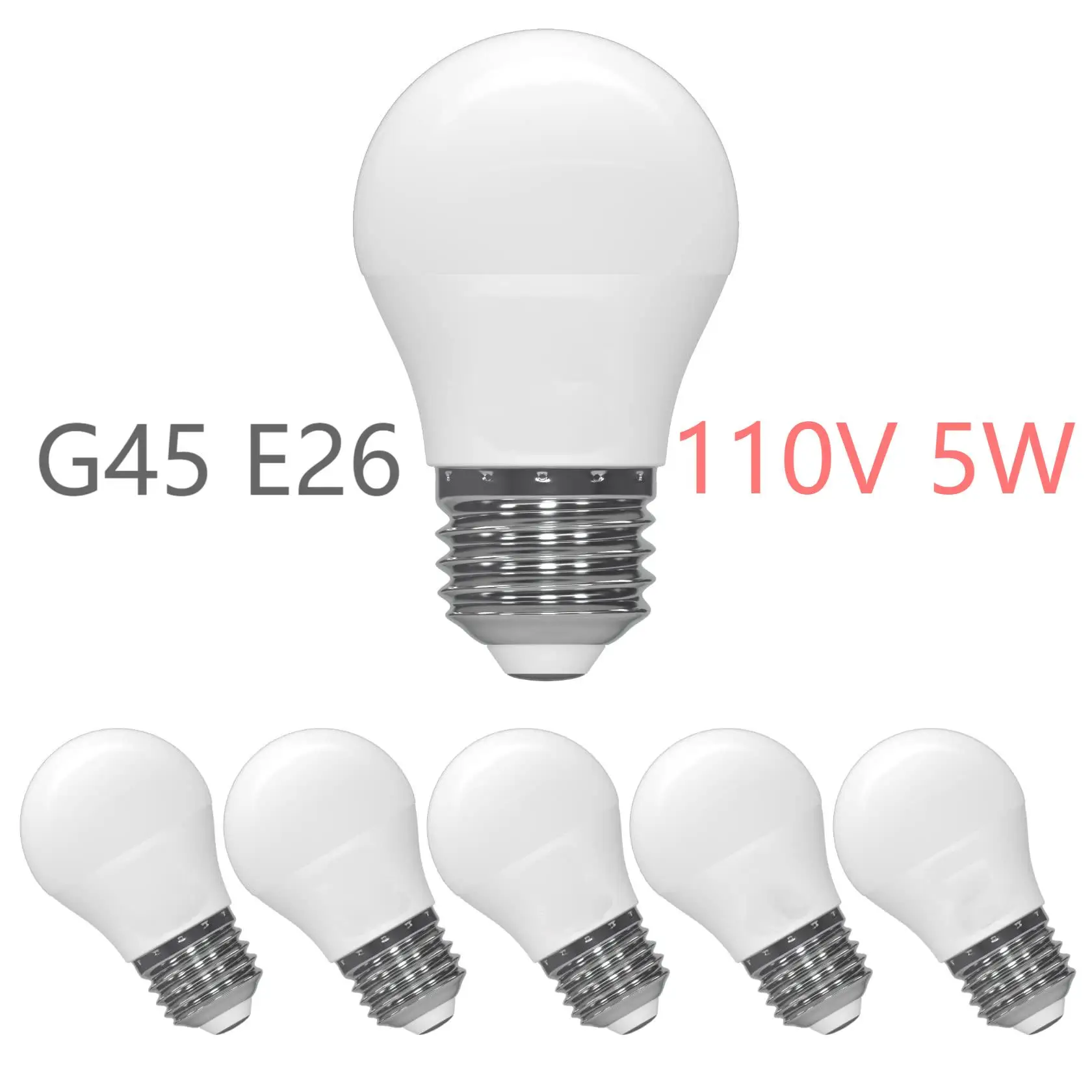 6PCS A15 LED Bulb E26 AC 110V 5W G45 Shape Small Light Bulbs for House Lighting Warm White 3000K Daylight 5000K Cool White 6500K