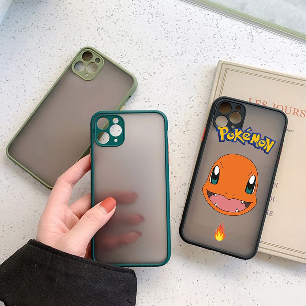 Новый тренд, защитный чехол для телефона P-Pikachu с камерой P-Pokemon для iPhone 15 14 11 12 13 Pro XR XS Max 7 8 SE, полупрозрачный чехол