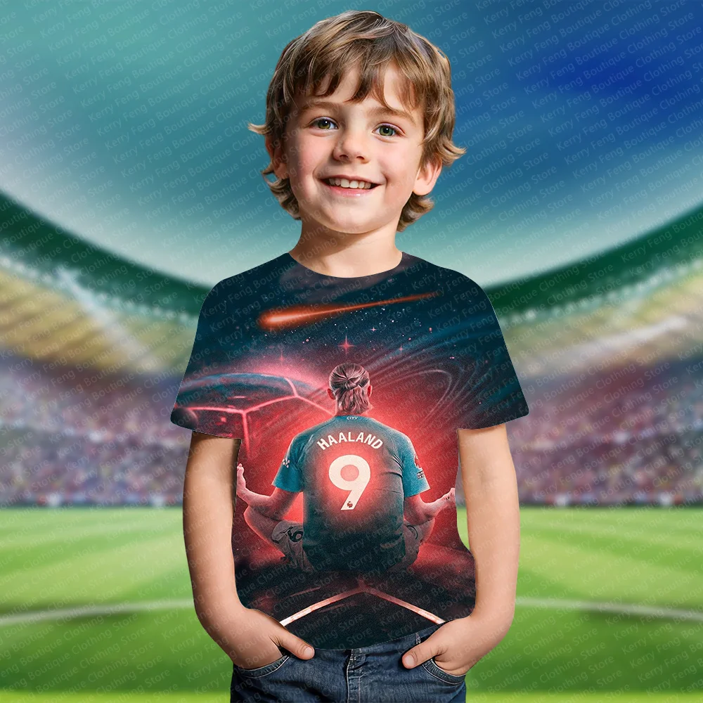 Camiseta deportiva con estampado 3D de Haaland suizo clásico para niños y adultos, camisa de verano para fanáticos del fútbol, moda de alta calidad