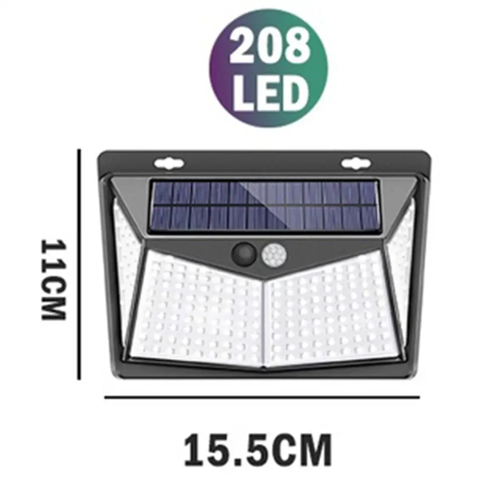 Solar Power Outdoor Solar Light Wall Light Sensor Light Walkway Lights 270° Wide Angle Waterproof 208 LED Street Lamp Security