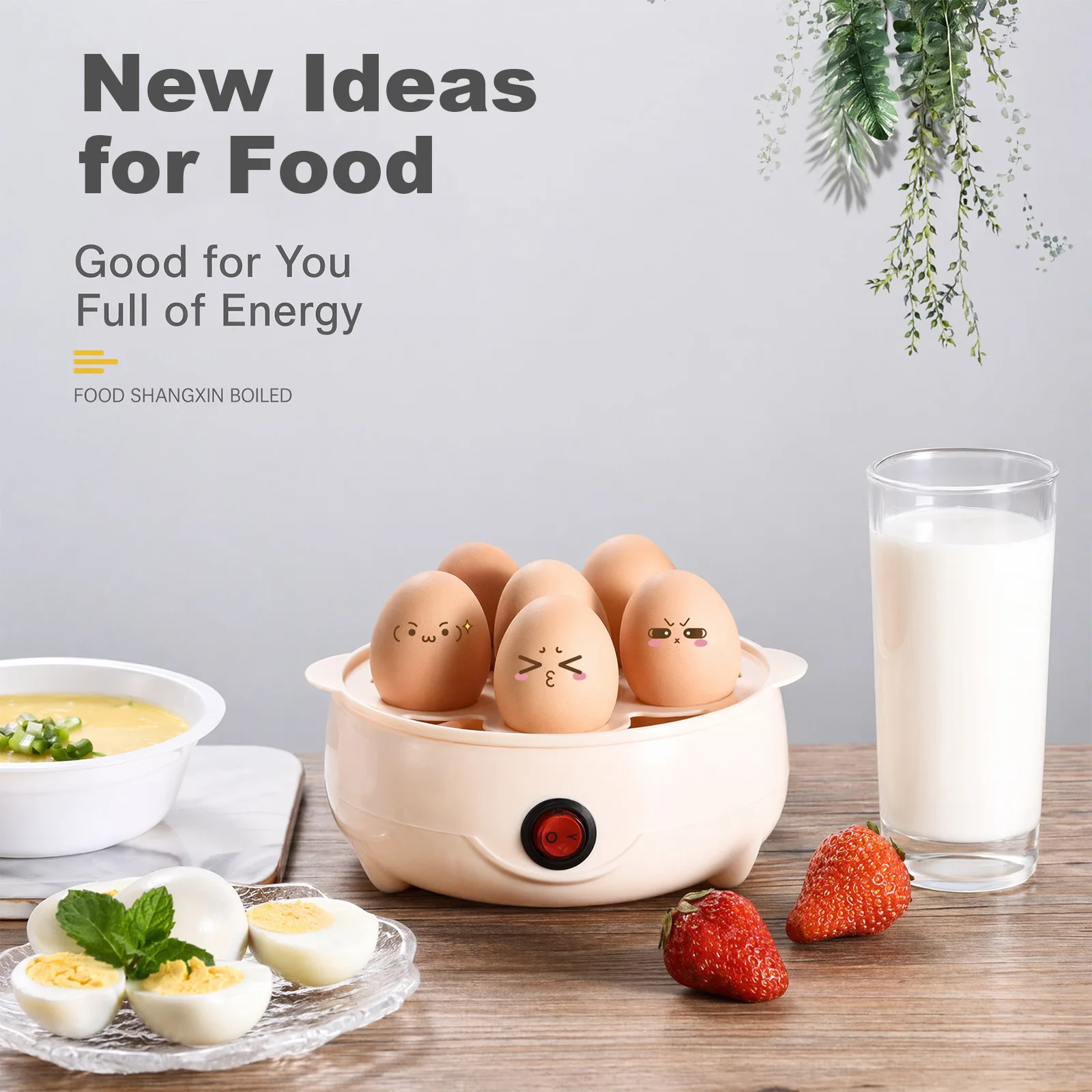 160W 220V Mini Egg Cooker Automatic Power-Off Multifunctional Electric Egg Boiler Hard Boiled Egg Poacher for Home Kitchen Use