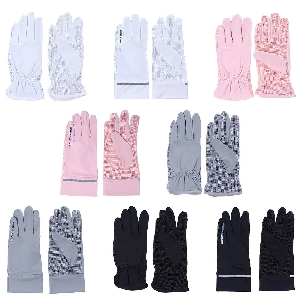 

Fashion Elastic Anti-UV UPF 50+ Breathable Ice Silk Mittens Sunscreen Gloves Touch Screen Driving Gloves