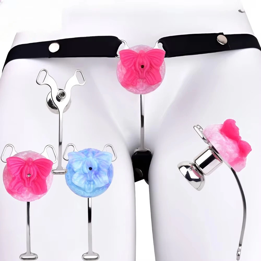 Thin Slice Small Tight Penis Chastity Cage Ring Cock Lock BDSM Toy Male Mimic Female Silicone Butterfly Strapon Sex Toys for Men