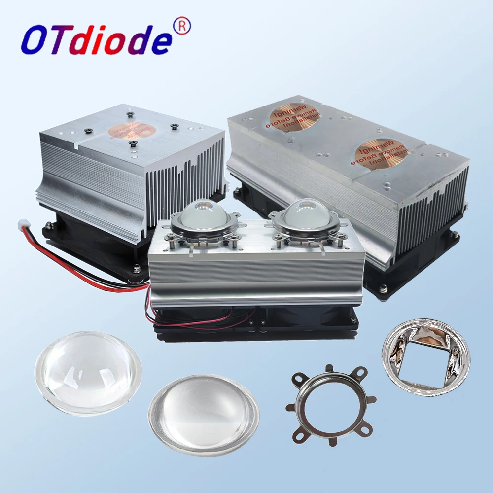 

Светодиодный радиатор охлаждения + линзы 60, 90, 120 градусов + отражатель + кронштейн + вентиляторы 12В/110В/220В для чипов COB 20Вт, 30Вт, 50Вт, 100Вт