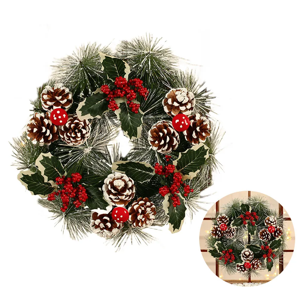 

Christmas Wall Hanging Pendants Versatile PVC Door Decor Wreaths Bow/Berry/Santa/Reindeer Artificial for Front Door Wall Window