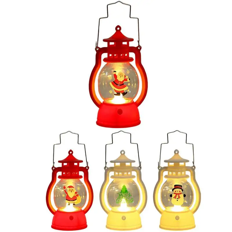 Christmas Lantern Flameless Retro Small Oil Lamp Christmas Tree Home Decoration Room Ambient Light New Year Gift For Children