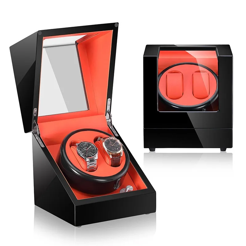 Automatic Watch Winder 2 Slots Mechanical Watches Winding Device Wooden Men's Watch Chain Box Desktop Watches Organizer Box