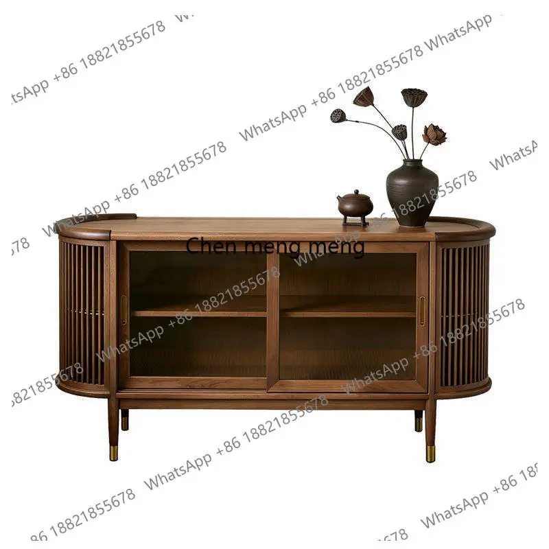 

New Chinese style North American black walnut dining side, living room against the wall ash wood, side cabinet locker