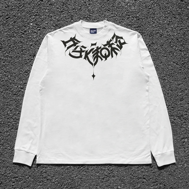 Men's Chicano Hip Hop Graphic Print Skateboard Long sleeves 100 Cotton T shirt Y2K Street Clothes Spring and Autumn New