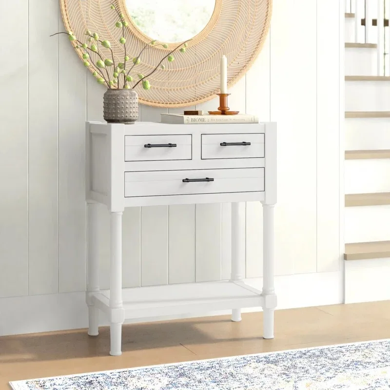 

New custom 23.5-inch wooden porch table with three drawers for storage