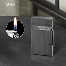 DERUI-Metal Langsheng Sound Gas Lighter, Side Grinding Wheel Ignition, High-end Cigarette Accessories, Gift with Box for Men