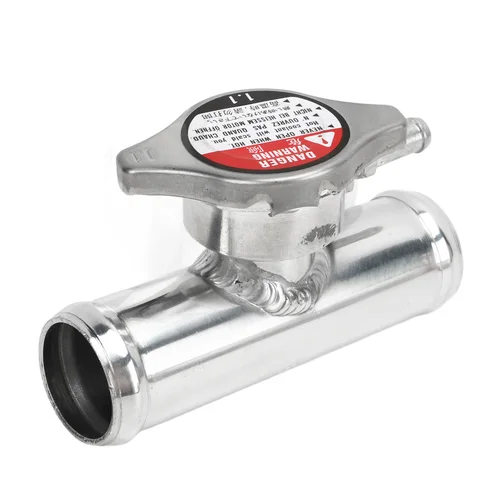 Cuello de llenado de radiador en línea, cuello de llenado de manguera de radiador con 16PSI 32mm 1 ‑ 1/4in OD T6061, aluminio pulido para automóviles