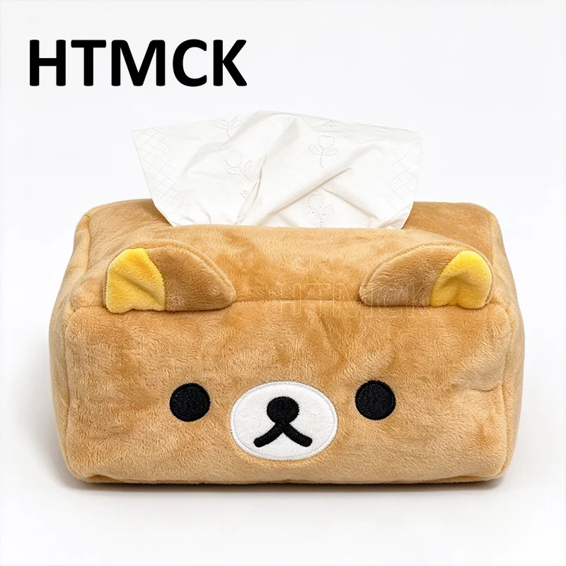 Cute Bear Plush Tissue Box Holder Easy Pull Paper Towel Organizer Cartoon Style Storage For Girls Home Kitchen Decor