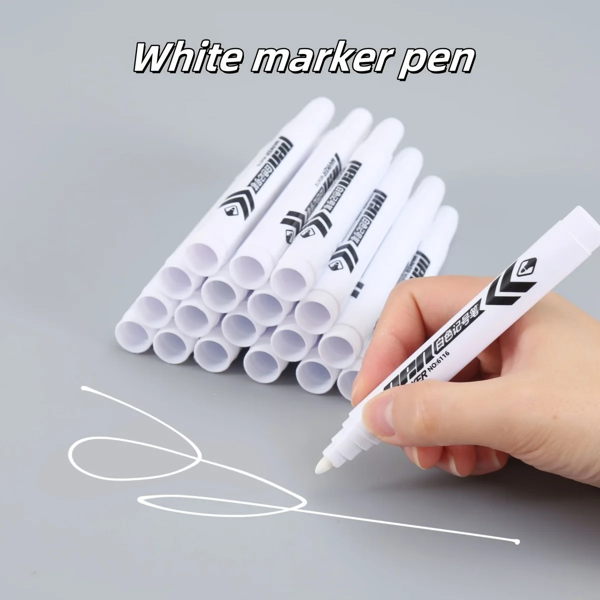 6pcs White Marker Set - High-Quality Smudge-Proof Oil-Based Ink, Medium Tip for Plastic, Glass & Metal Surfaces,Permanent Marker image 2