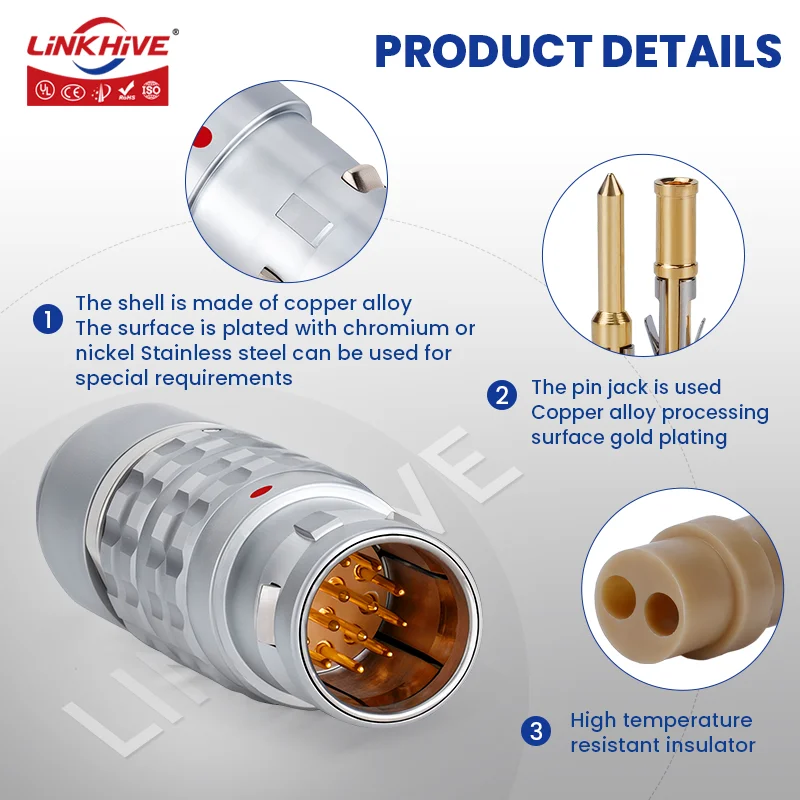 Conector Circular FGG enchufe macho 0B 1B 2B 3B 2 3 4 5 6 7 8 9 10 12 14 16 18 20 22 conector push-pull de 32 pines