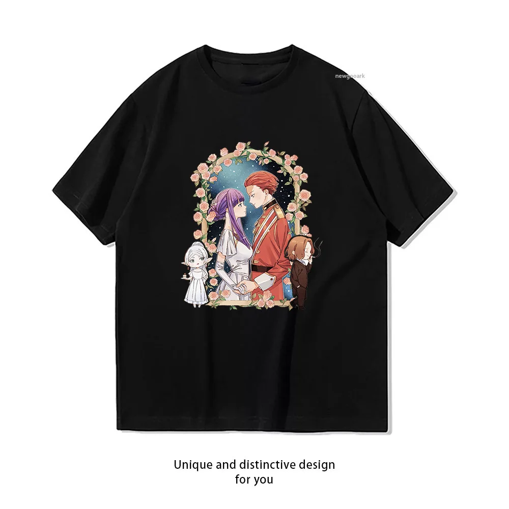 Frieren Beyond Journey's End Stark and Fern T-shirt Summer Cotton Woman Man Graphic T Shirts Adult O-neck Tops