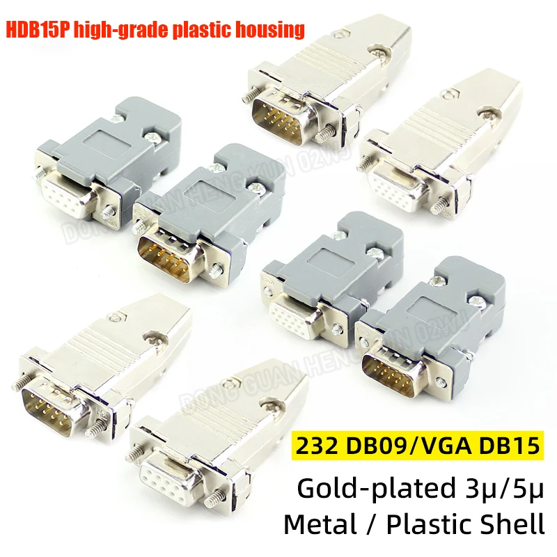 High Quality DB15 3 Row Male/Female Connector Plug 3U D-SUB Gold Plated VGA Solder Plug PC Video Display Projector Cable Joint