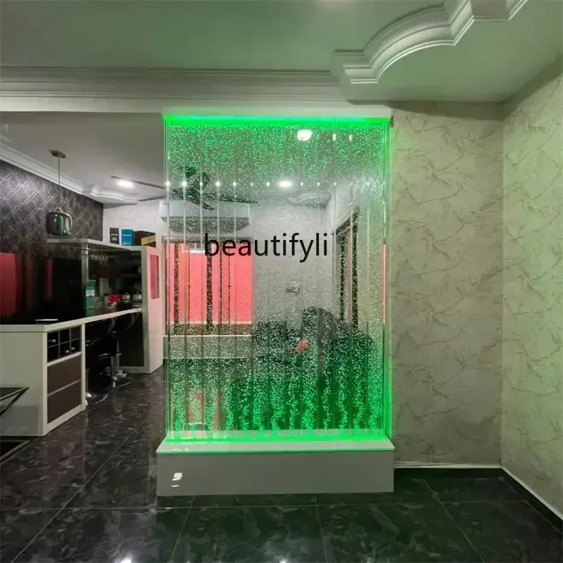 Large Water Curtain Wall Water Bubble Wall Acrylic Screen Hallway Fake Fish Tank Partition Decoration