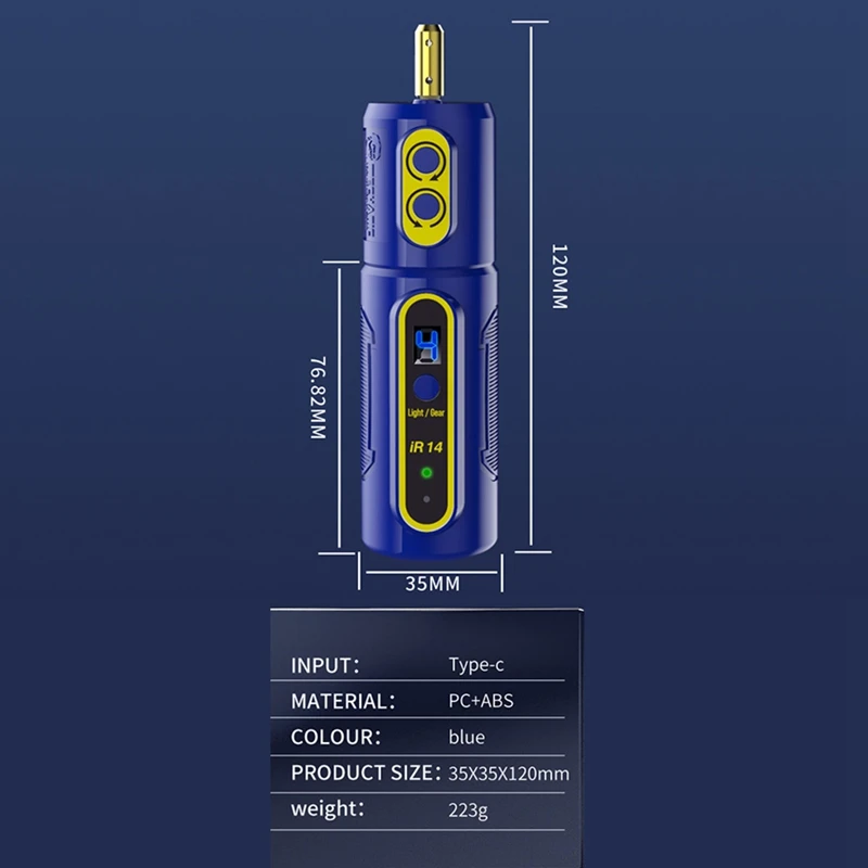 Molinillo de corte eléctrico IR14, removedor de pegamento OCA para pantalla de teléfono móvil, soporta hacia adelante y hacia atrás, 4 engranajes, ajustable, azul