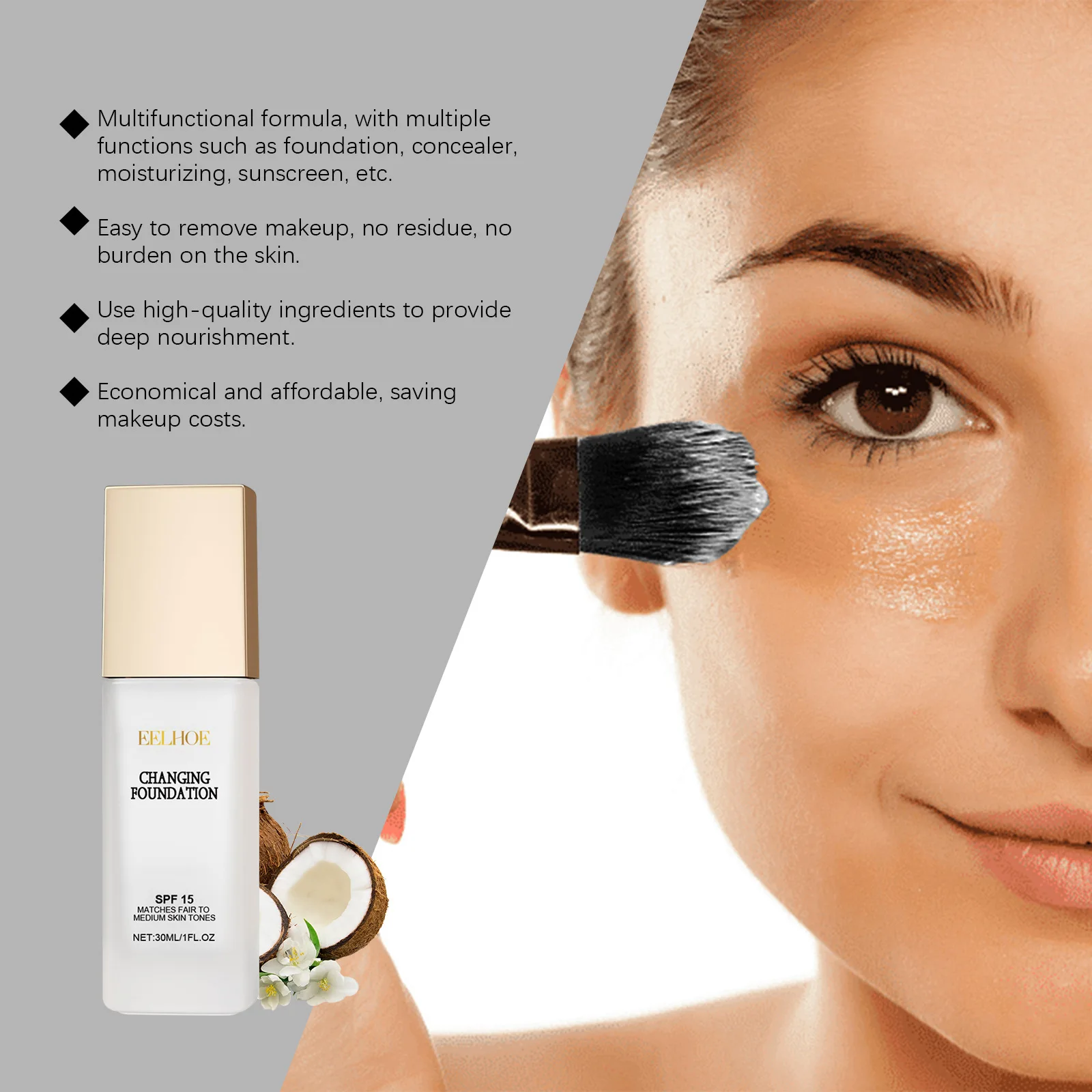 EELHOE Spf 15 cambio de Color piel madura Base Control de aceite nutritivo alta cobertura maquillaje cosméticos cubrir base