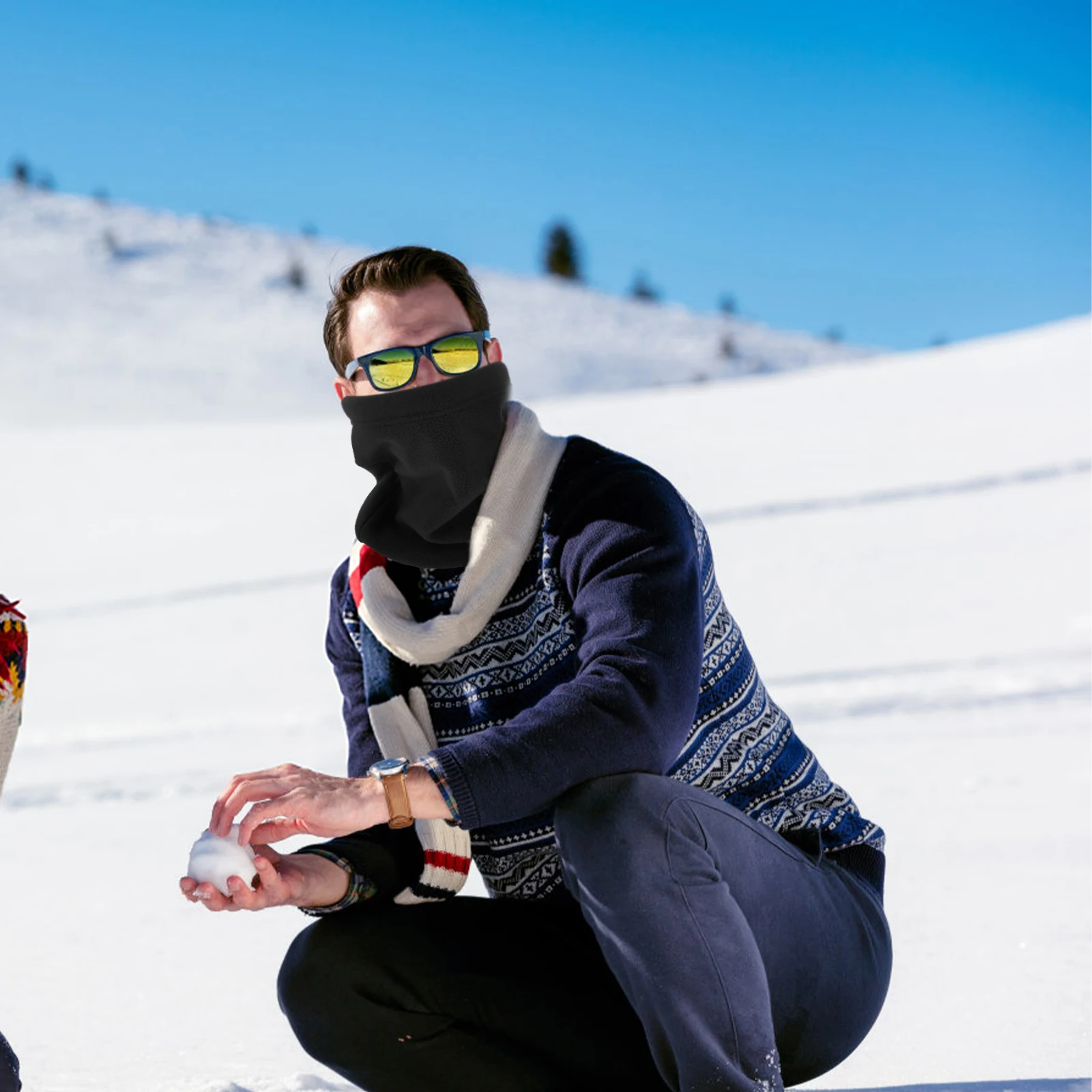 

Winter Warm Neck Gaiter Black B anas Unisex Sport Mask Cycling Motorcycle Riding Scarf Headwrap Snowboard Fishing Windproof Face
