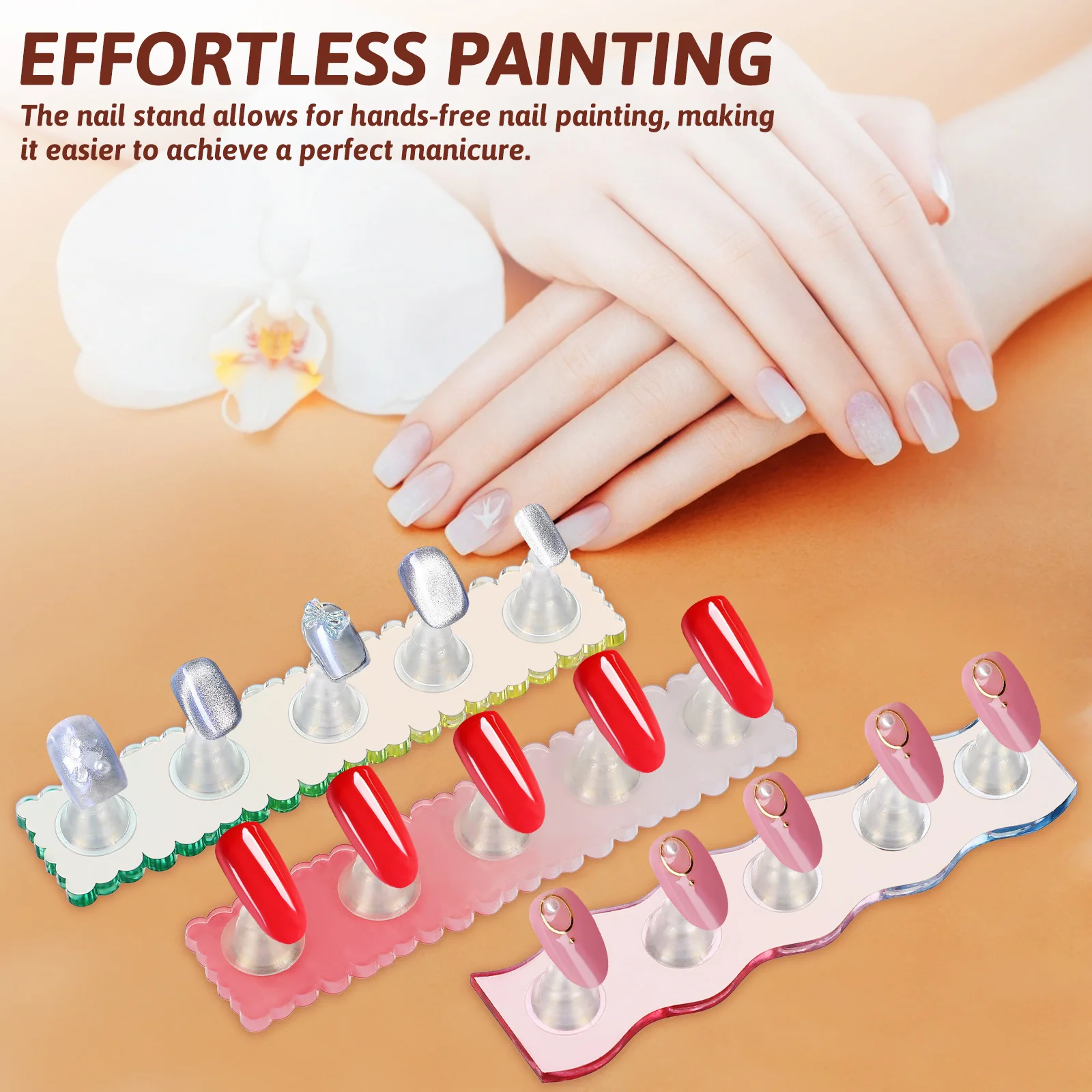 1 Juego de Kit de soporte de plástico duradero, soporte de prensa de Color brillante para pintar uñas, herramienta de manicura, soporte adhesivo para práctica de uñas postizas