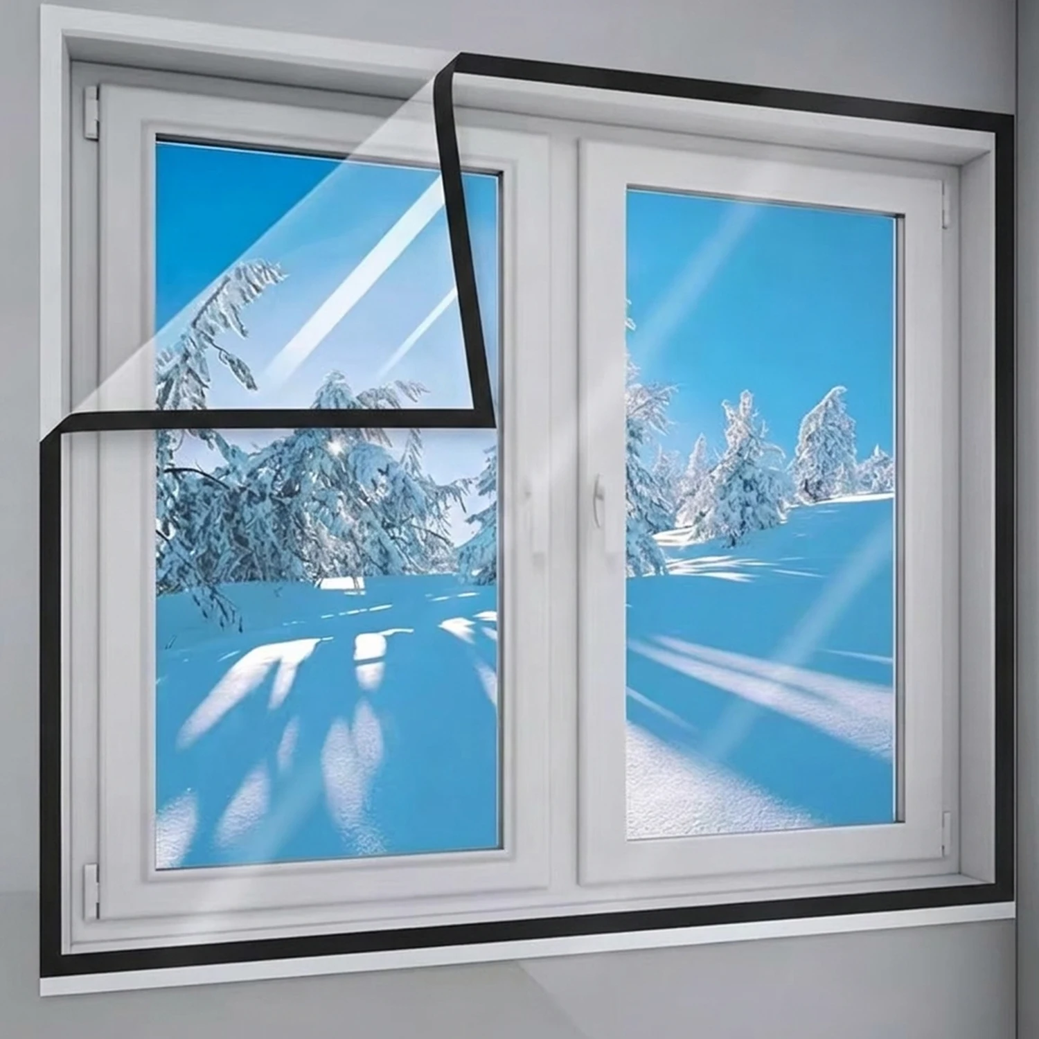 Winter transparent warm curtains, windproof, smoke proof, no need to drill holes, cold proof film easy to install