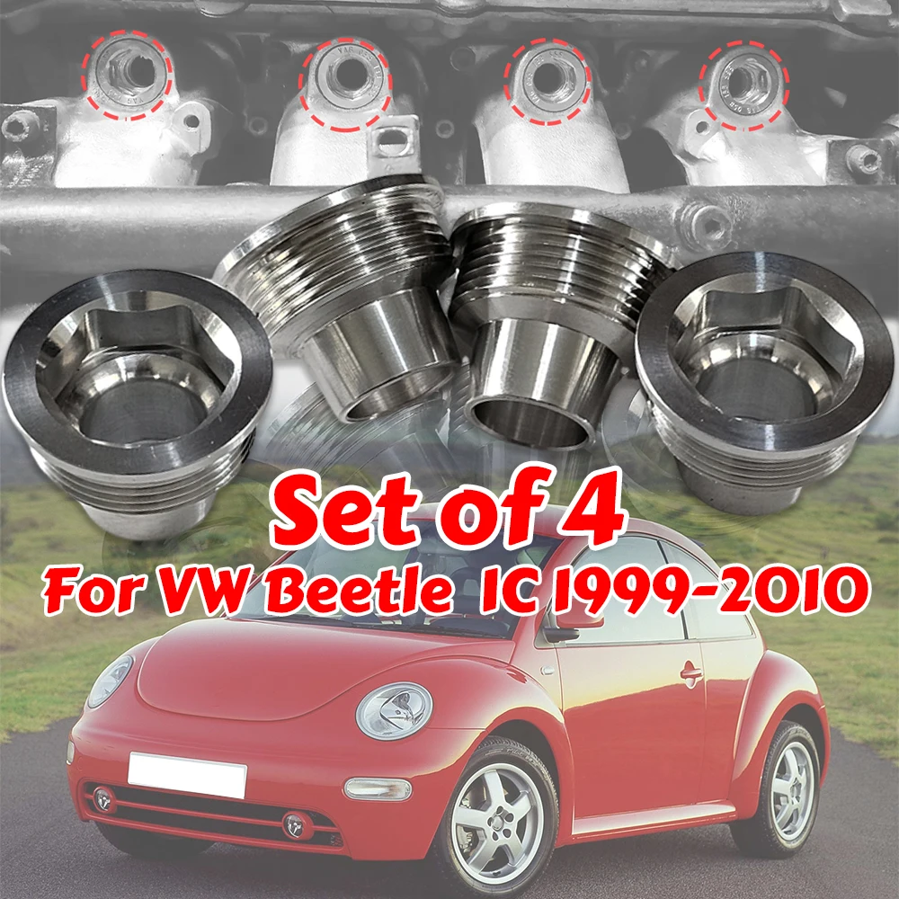 4X Fuel Injector Insert For VW Beetle 1C Upgrade Aluminum Cup Seat Car Replacement Part 06B133555H 199902000 2001 2003 2004-2010