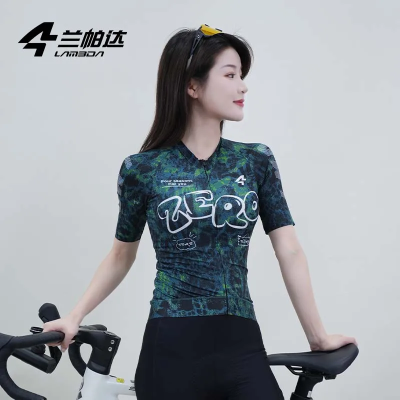

Lameda Женская одежда Велосипедный трикотаж Ультра короткая облегающая нескользящая женская велосипедная рубашка с короткими рукавами и карманами