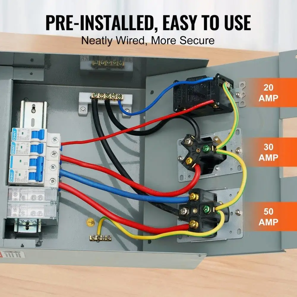 for rv Power Outlet Panel 125/250V - 20/30/50 Amp NEMA 14-50R & TT-30R, GFCI for Camper Trailer, UL Tested