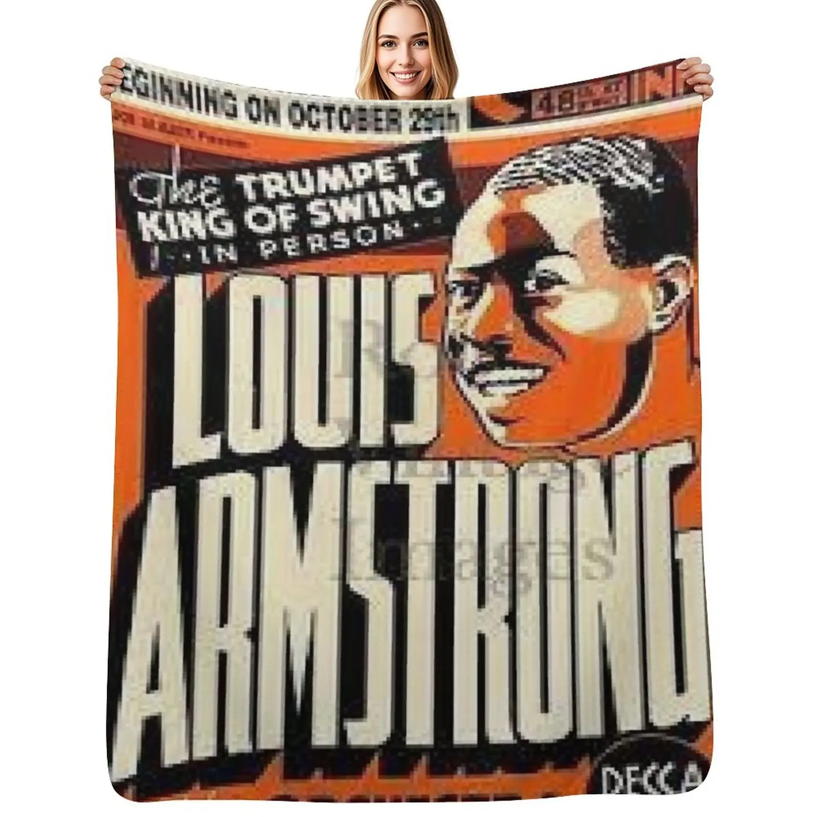 

Louis Armstrong Retro poster Throw Blanket Cozy Light Blanket for Travel Camping Picnic