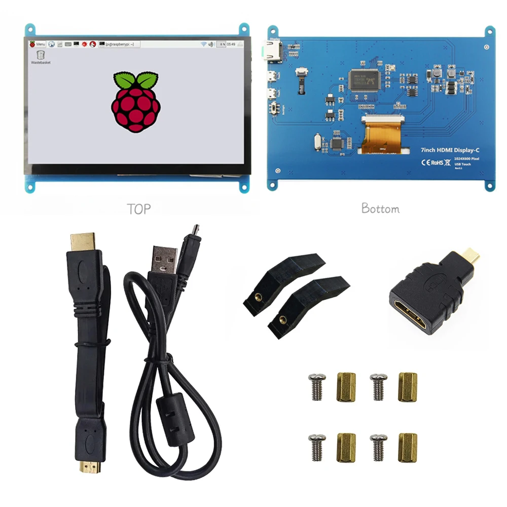 IPS TFT LCD HDMI Display Monitor Touch Screen, framboesa Pi, 7 \