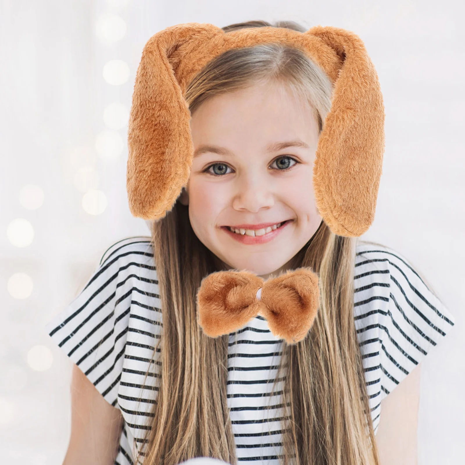 Bandes de sauna d'animaux pour enfants, 3 pièces, nœuds de chien trempés, oreilles en tissu peluche, accessoires pour enfants