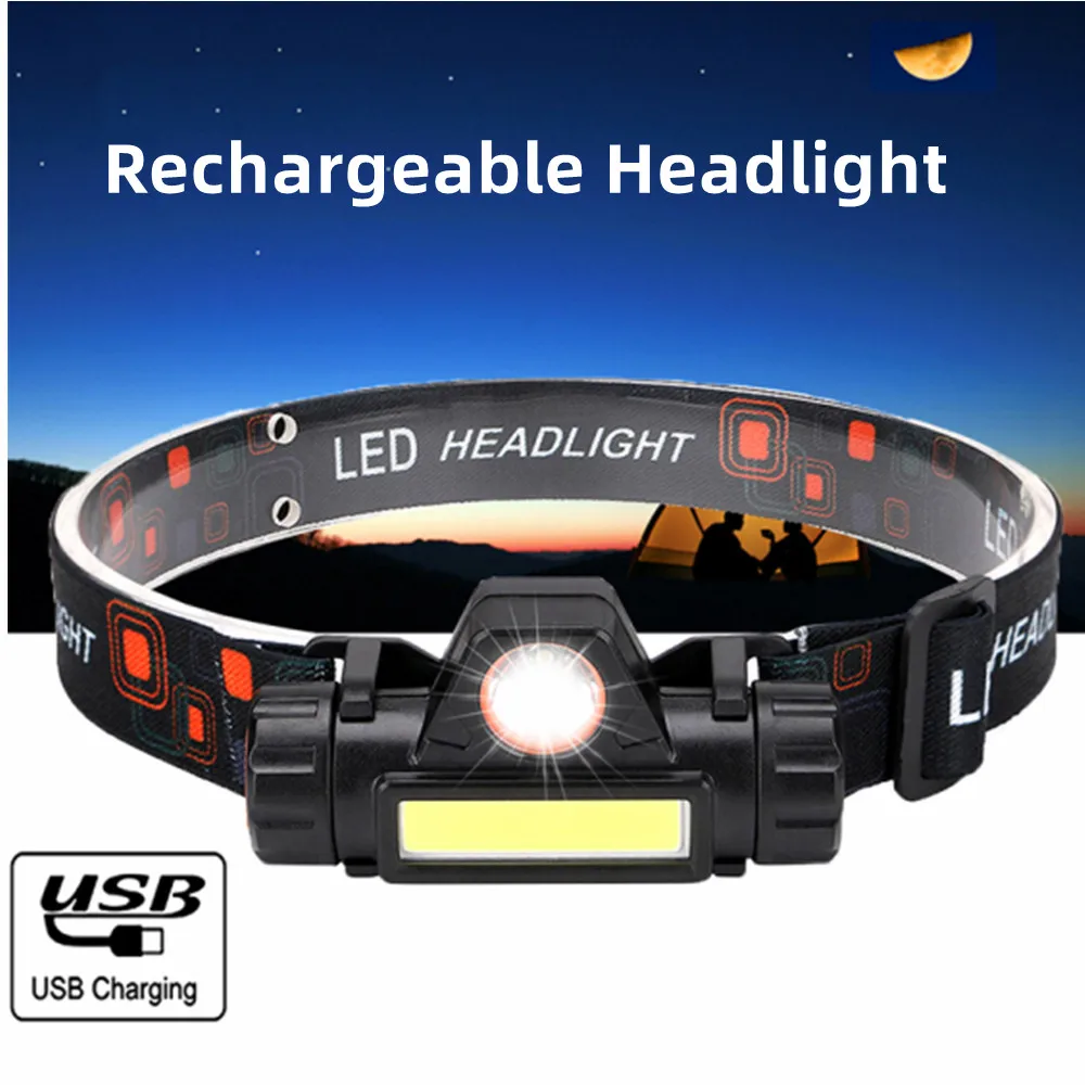 Faro LED recargable T6, lámpara de pesca, linterna de cabeza ligera, lámpara de minero Universal, 500 LM