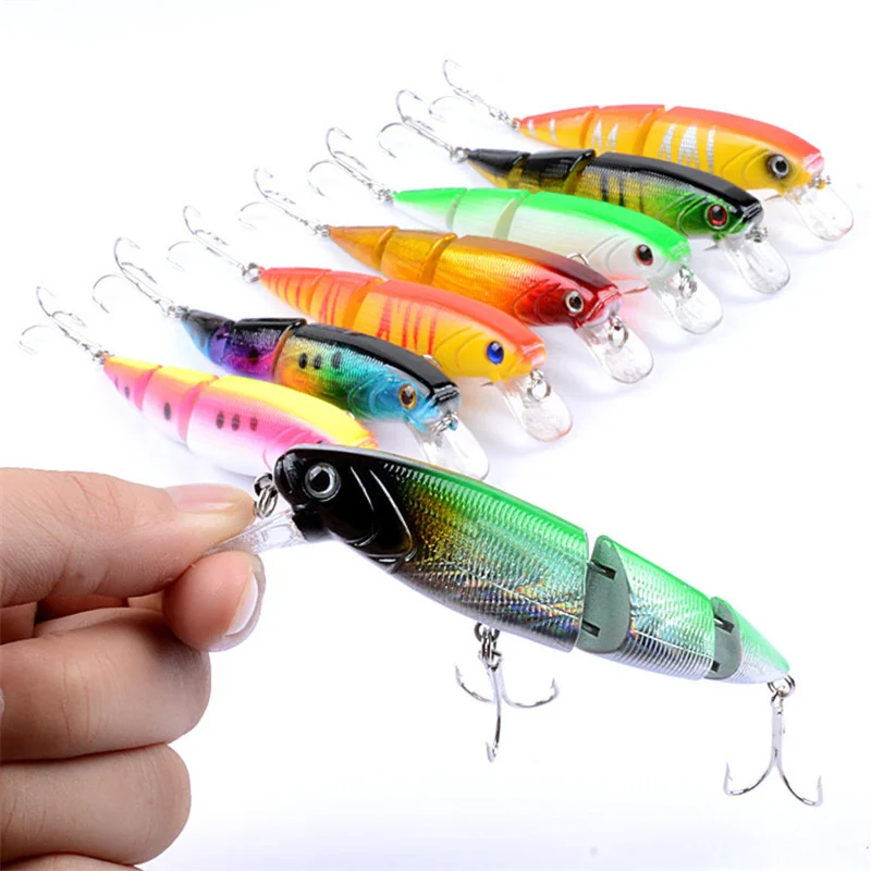 3D Eyes Artificial Bait Plastic Hard Bait With Lip 10.5cm 14g Fishing Lures Sinking Speed Knotty Fish Minnow Multi-section Lure