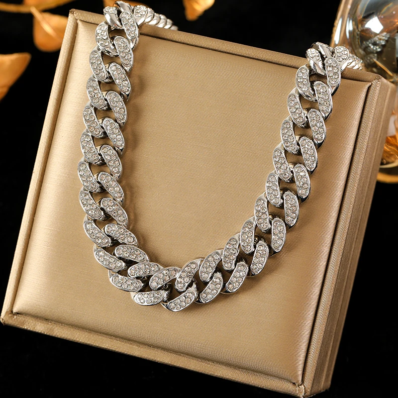 EILIECK 316L Edelstahl Gold Silber Farbe Dicke Kette Halskette Für Frauen Mode Kubanischen Hals Kette Wasserdicht Schmuck Geschenk