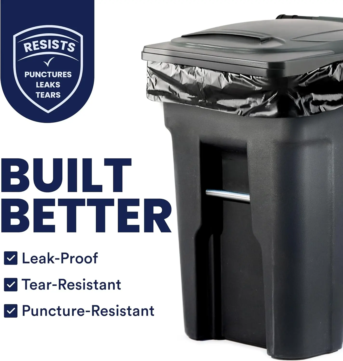 Plasticplace 95-96 Gallon Heavy Duty Trash Bags, Garbage Bags, Puncture-Resistant, Fits Rollaway Cans & Drums, Durable Large Plastic Bags 50 Count