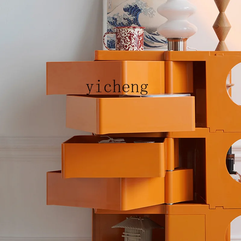 

LX Modern Bedside Table Rotating Cabinet Cosmetics Household Mobile Storage Cabinet
