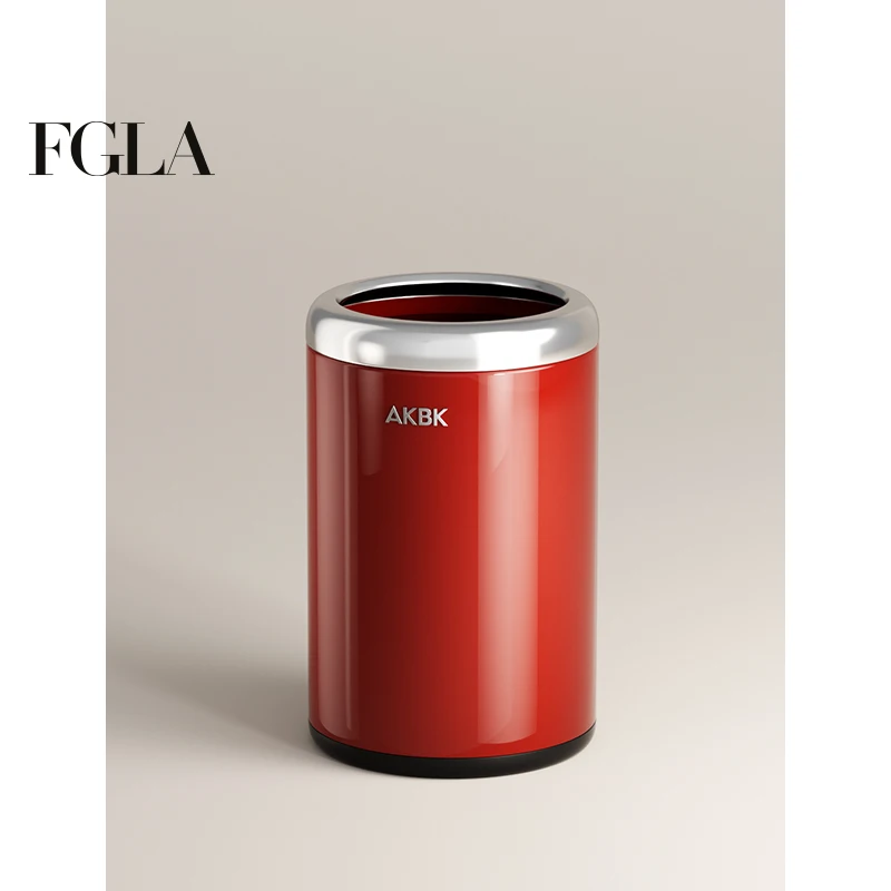 

Красное высококачественное ретро-мусорное ведро FGLA в стиле Баухаус для гостиной и кухни, круглое, железное, объемом 10 л