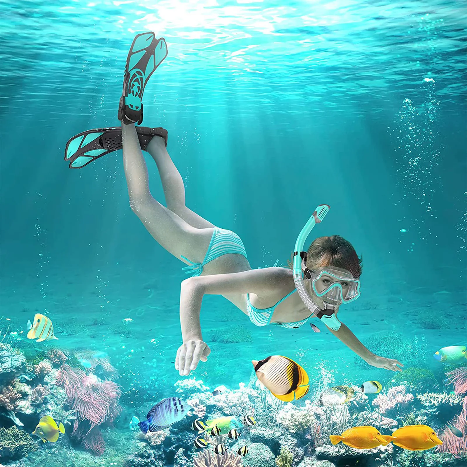 زعانف سباحة للغوص قابلة للتعديل، أبازيم متوافقة قوية سميكة مناسبة للغطس والغوص الحر
