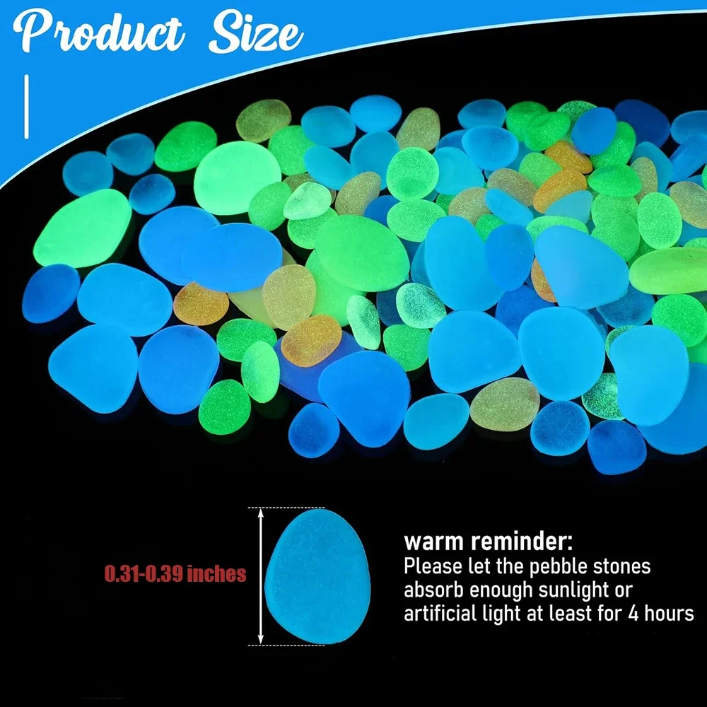50/200 قطعة يتوهج في الظلام الصخور في الهواء الطلق مضيئة متوهجة الحصى الأحجار الصخور للزينة الداخلية في الهواء الطلق حديقة ساحة الحديقة