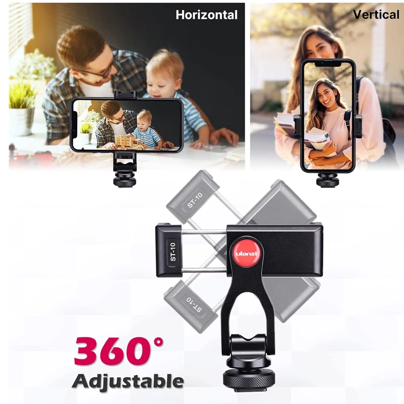 ulanzi ST-10 Metal Phone Holder Phone Clamp with Dual Cold Shoe