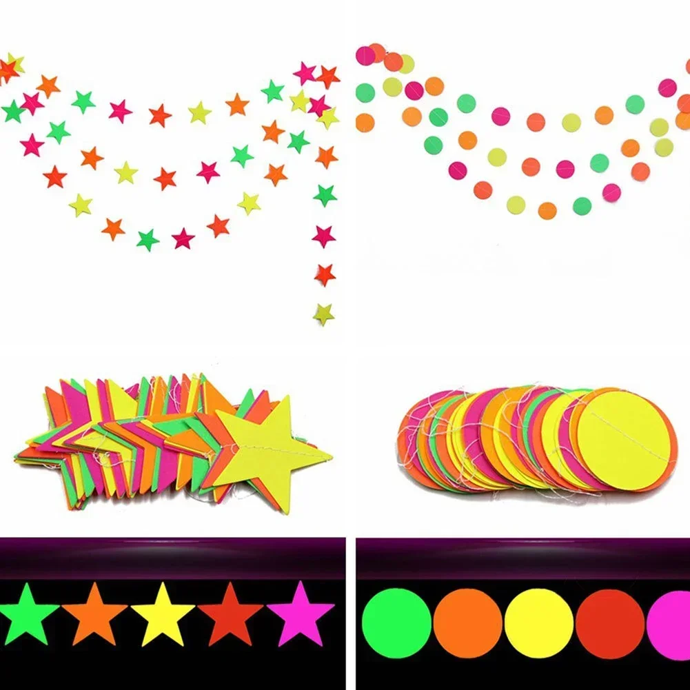 Neon Fluorescent Party Supplies Neon Balloon Glow In The Dark Banner Paper Garland Decorations Wedding Birthday Blacklight Party