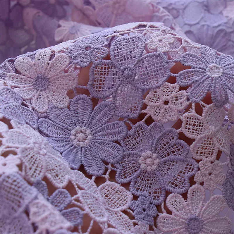 Water-soluble Milk Silk Fabric, Three-Dimensional Embroidery, Flower Lace Fabric, Cheongsam Dress, Clothing Designer Fabric view 2