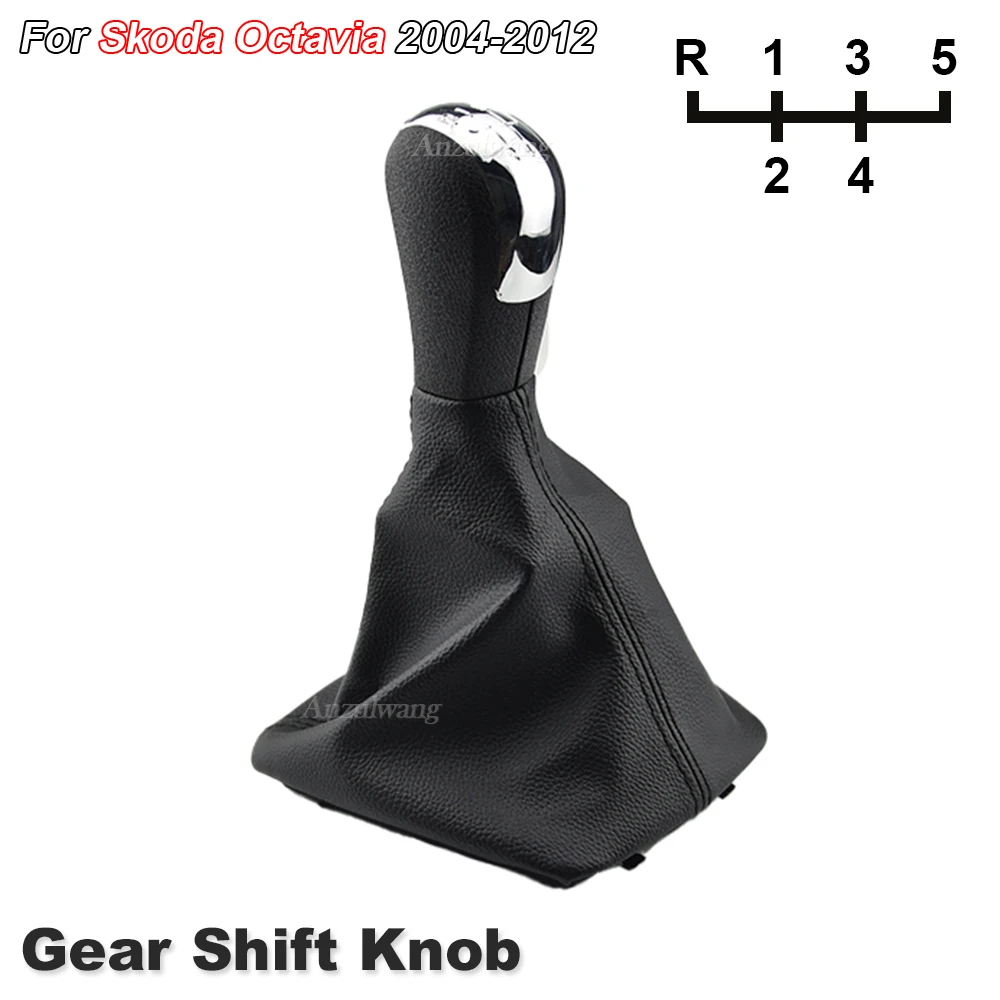 

For Skoda Octavia 2 A5 A6 2004 2005 2006 2007 2008 2009 2010 2011 2012 2013 5/6 Speed Gear Lever Stick Shift Knob Leather Boot