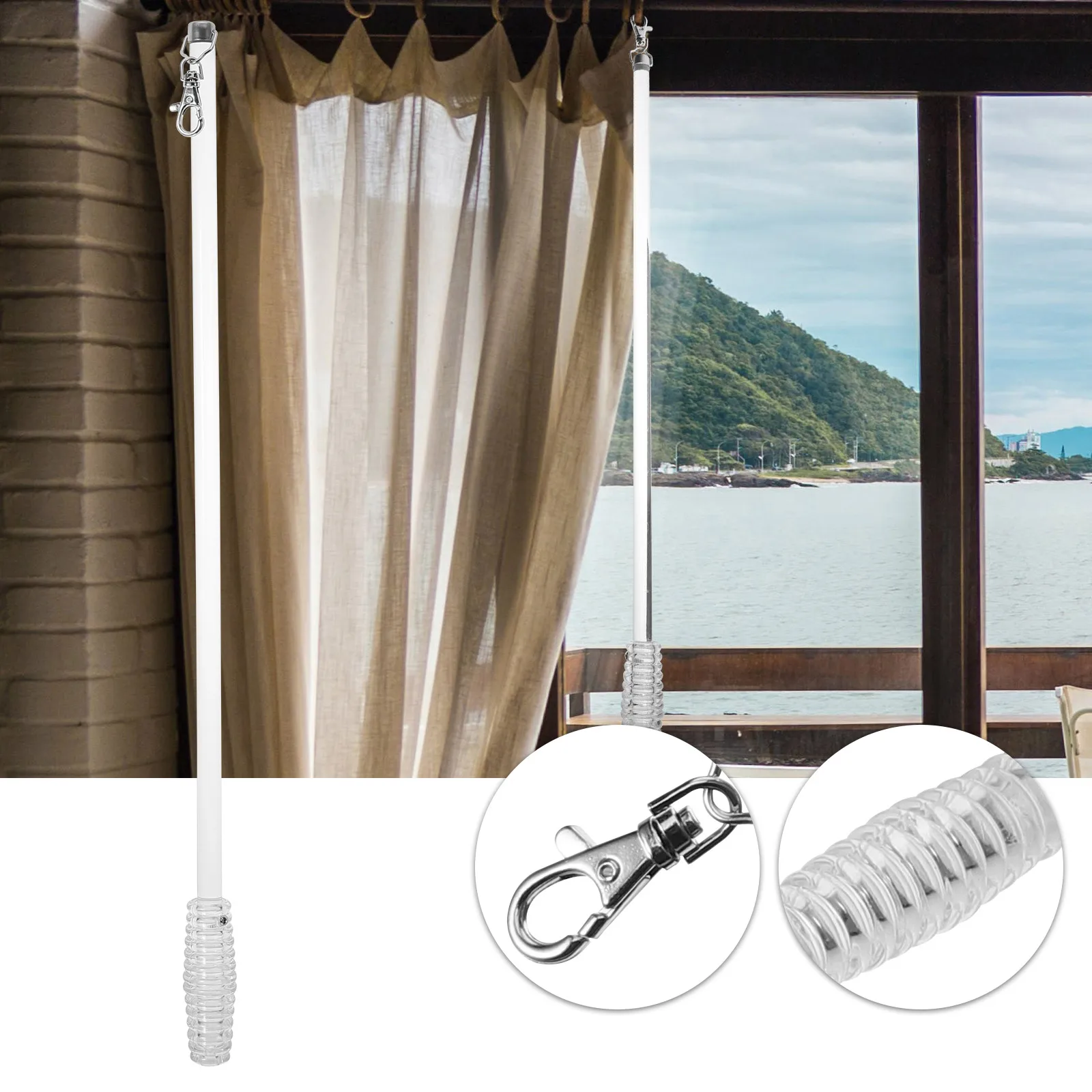 

Window Curtain Rod Bay Tension Rods for Curtains Light Weight Clear Modern Blind Windows