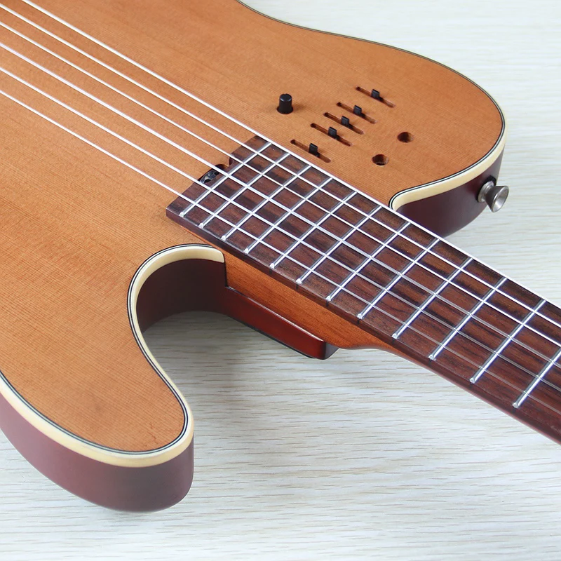 39inch Silent Classic Guitar 6 String Solid Spruce Top With Okoume Wood Back High Gloss Classic Silent Guitar With Pick Up