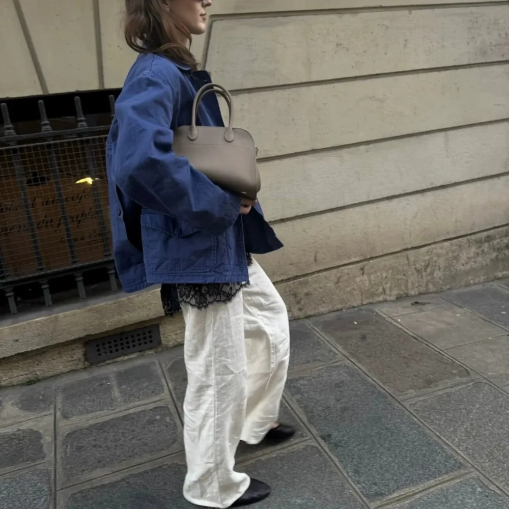 White Straight-leg Linen Jeans