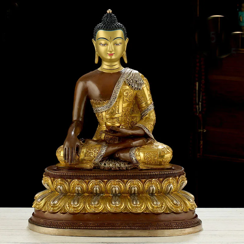 44CM Huge large # GOOD HOME Temple Effective protection Tibet Buddhism gilding Amitabha Sakyamuni buddha copper statue